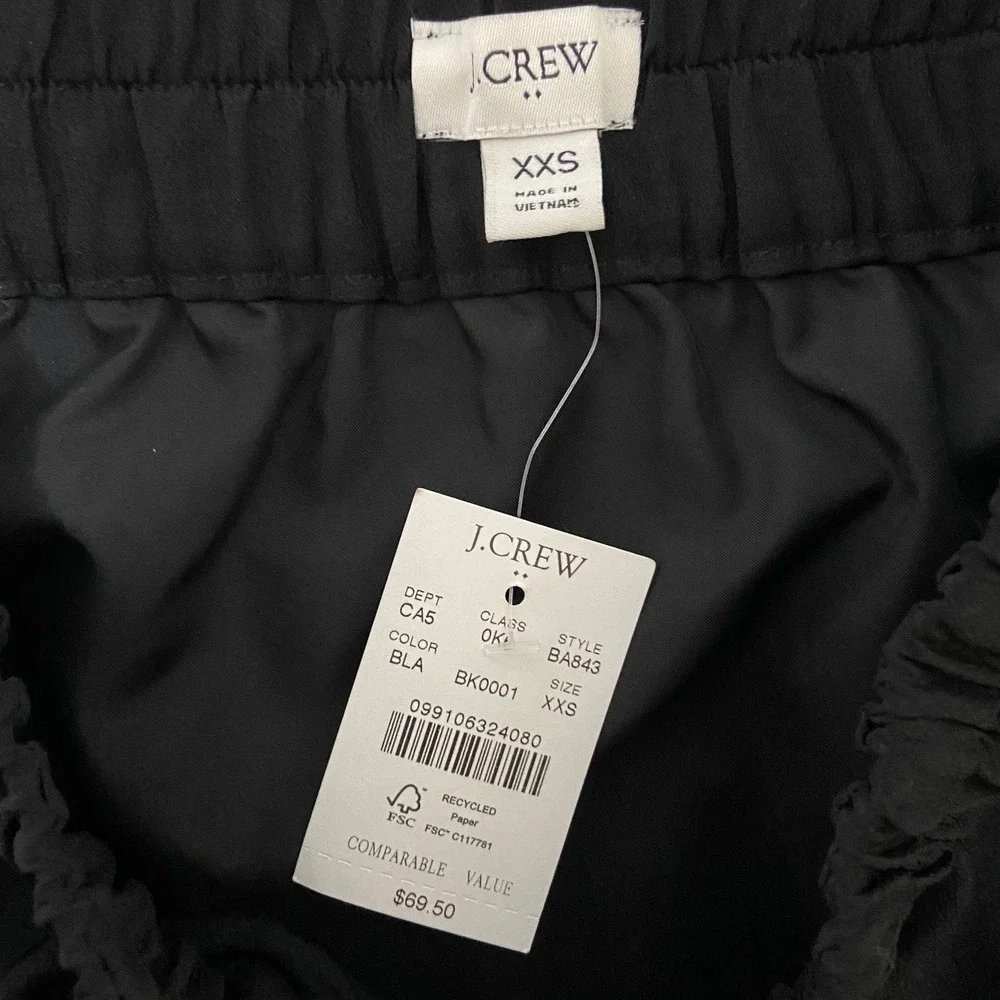 J.Crew NEW Black Elastic Waist Midi Skirt Quiet Luxury Career Corporate Size XXS